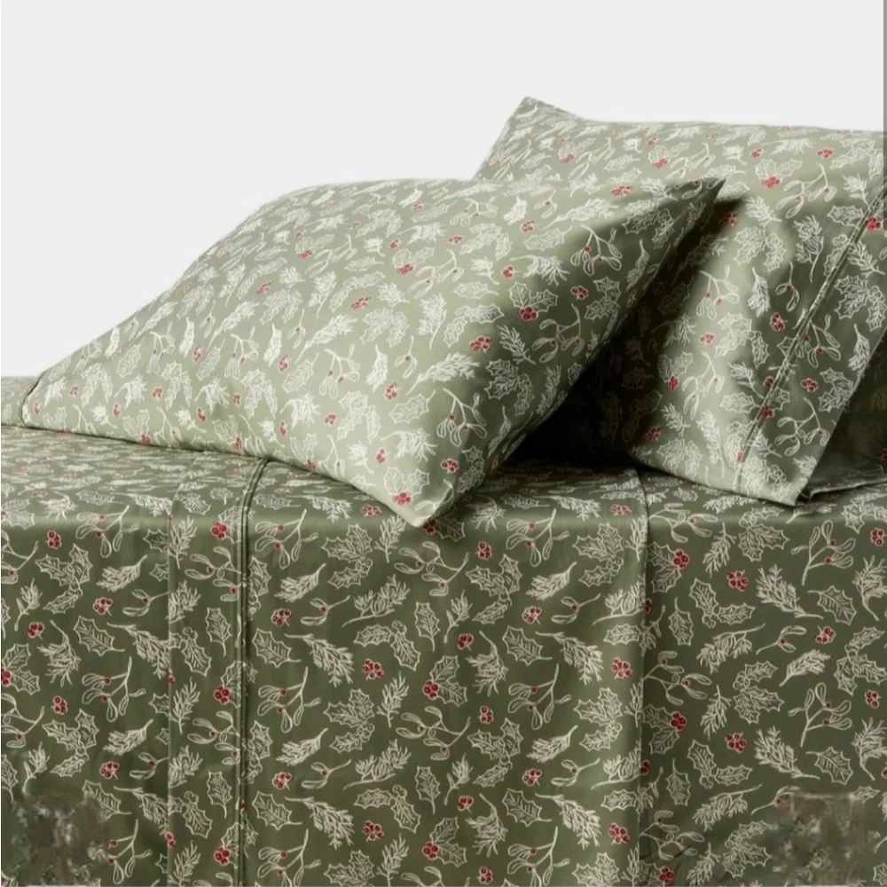 Threshold Full 400 Thread Count Performance Holiday Sheet Set - Green Holly